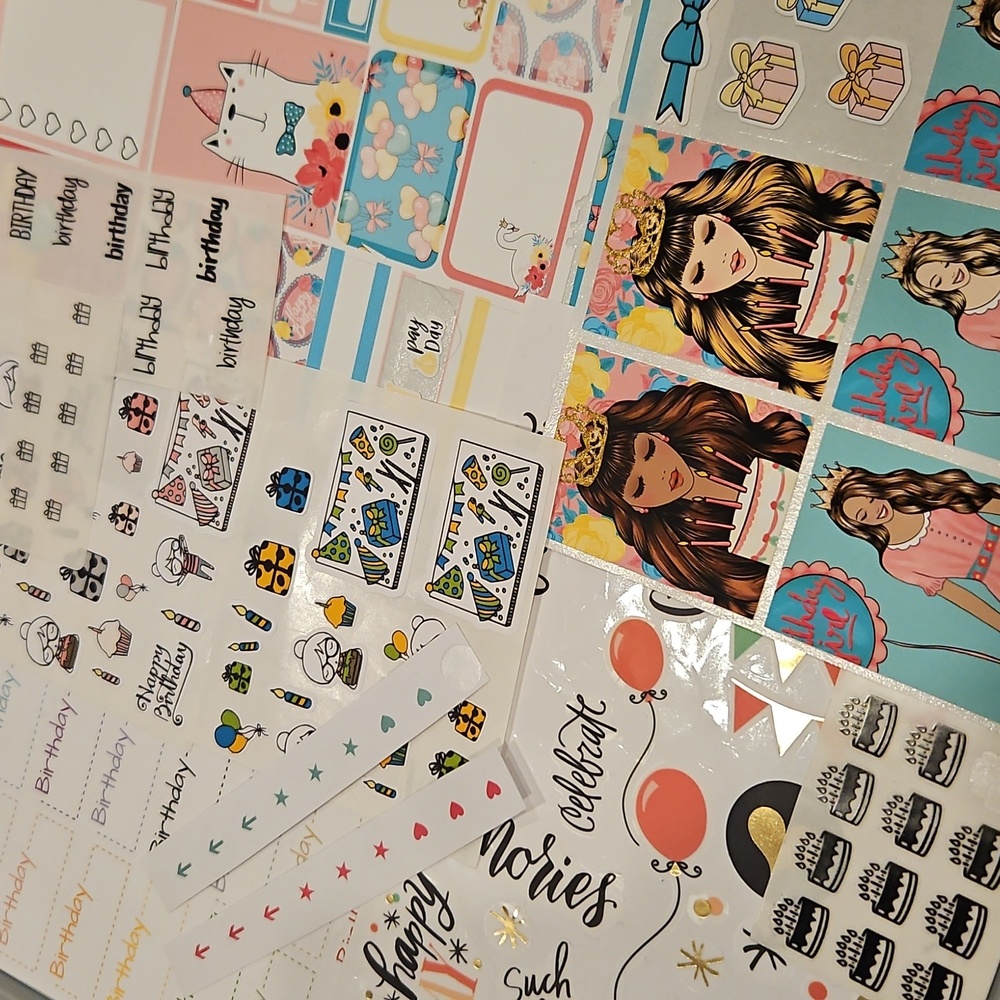 Bday Assorted Planner Sticker Sheets Bundle - Birthday Party Theme